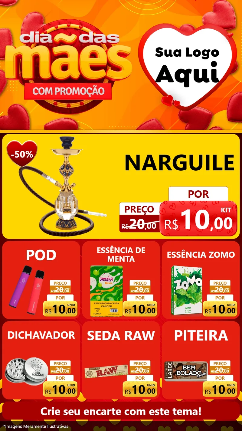 Modelo de Rede Social para Stories com o tema Dia das Mães com Promoção para Tabacaria