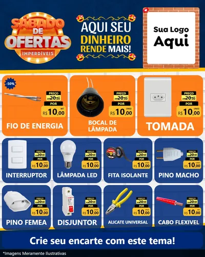 Modelo de Rede Social para Feed Instagram com o tema Sábado de Ofertas Imperdíveis para Materiais Elétricos