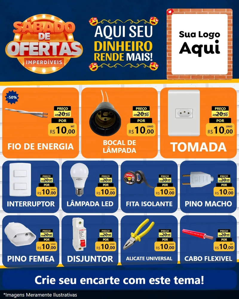 Modelo de Rede Social para Feed Instagram com o tema Sábado de Ofertas Imperdíveis para Materiais Elétricos