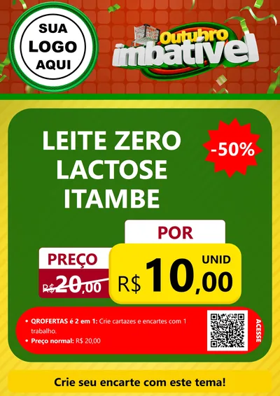 Modelo de Cartaz para Cartaz A4 Vertical com o tema Outubro Imbatível para Frios e Laticínios