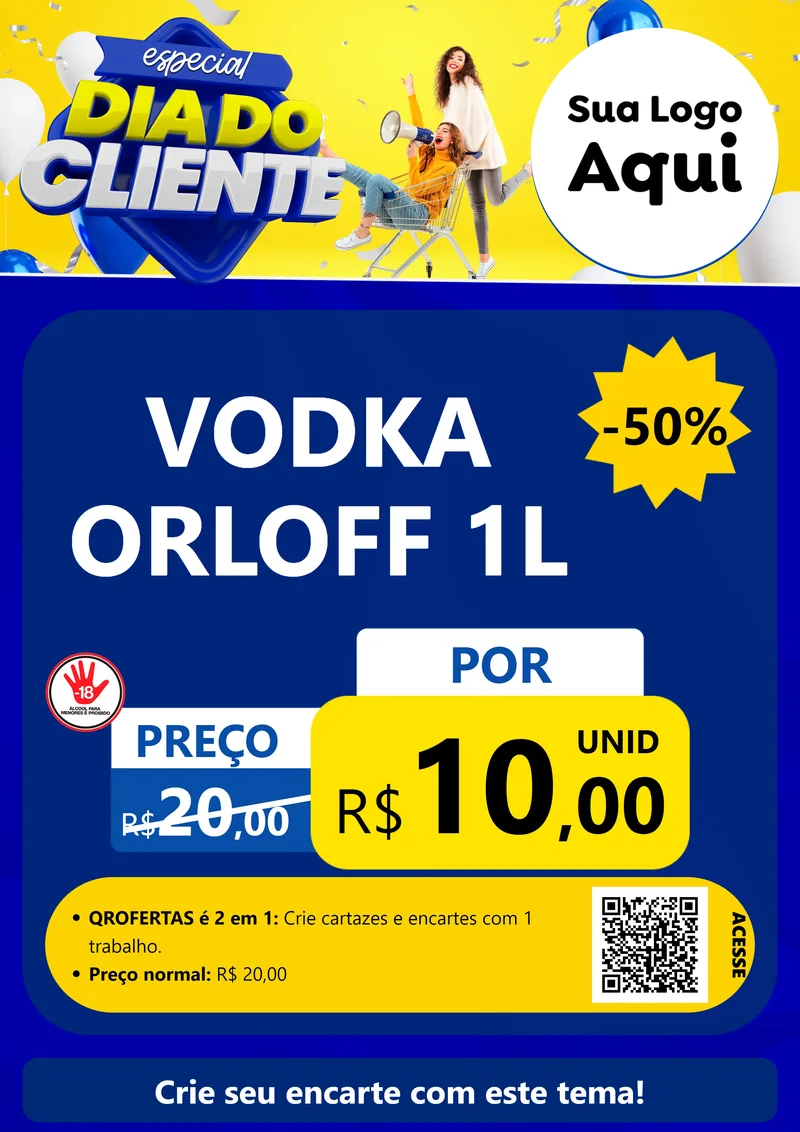Modelo de Cartaz para Cartaz A4 Vertical com o tema Especial Dia do Cliente para Distribuidora de bebidas