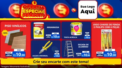 Modelo de TV para TV Horizontal com o tema Ofertas Especiais de Agosto para Material para Construção
