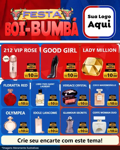 Modelo de Rede Social para Feed Instagram com o tema Festa Boi Bumbá para Perfumes