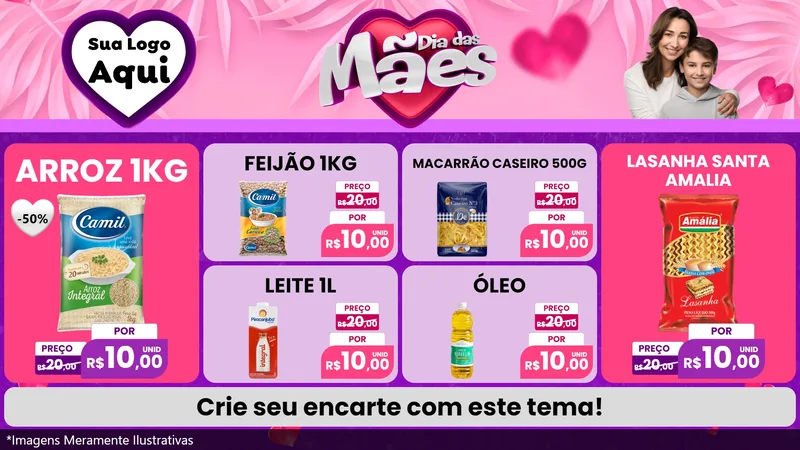 Modelo de TV para TV Horizontal com o tema Dia das Mães para Supermercado