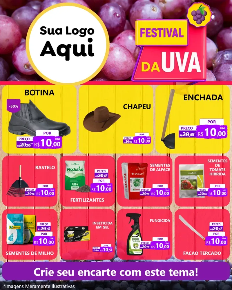 Modelo de Rede Social para Feed Instagram com o tema Festival da Uva para Agropecuária