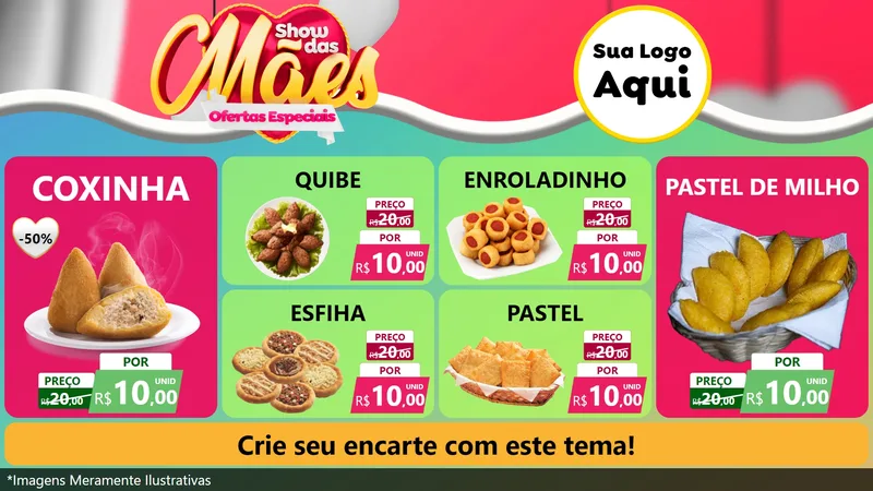 Modelo de TV para TV Horizontal com o tema Show das Mães - Ofertas Especiais para Salgadaria