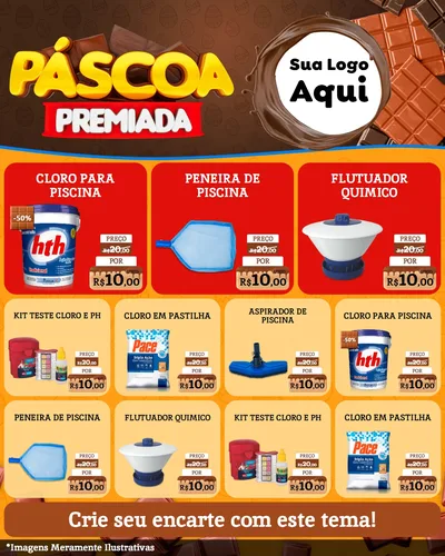 Modelo de Rede Social para Feed Instagram com o tema Páscoa Premiada para Produtos para Piscina