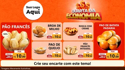 Modelo de TV para TV Horizontal com o tema Quarta da Economia para Padaria