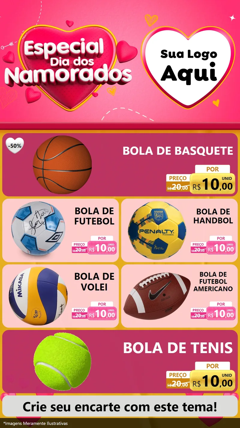 Modelo de TV para TV Vertical com o tema Especial Dia dos Namorados para Artigos Esportivos