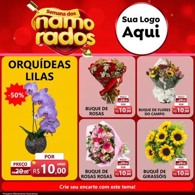 Modelo de Rede Social para Feed Facebook com o tema Semana dos namorados para Floricultura e jardim