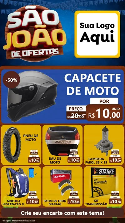 Modelo de Rede Social para Stories com o tema São João Ofertas Imbatíveis! - Junina para Moto peças