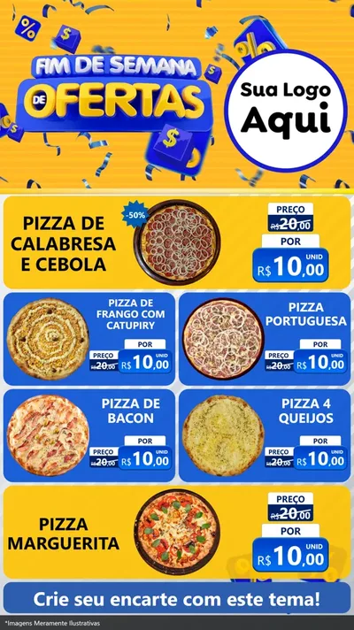Modelo de TV para TV Vertical com o tema Fim de Semana de Ofertas para Pizzaria