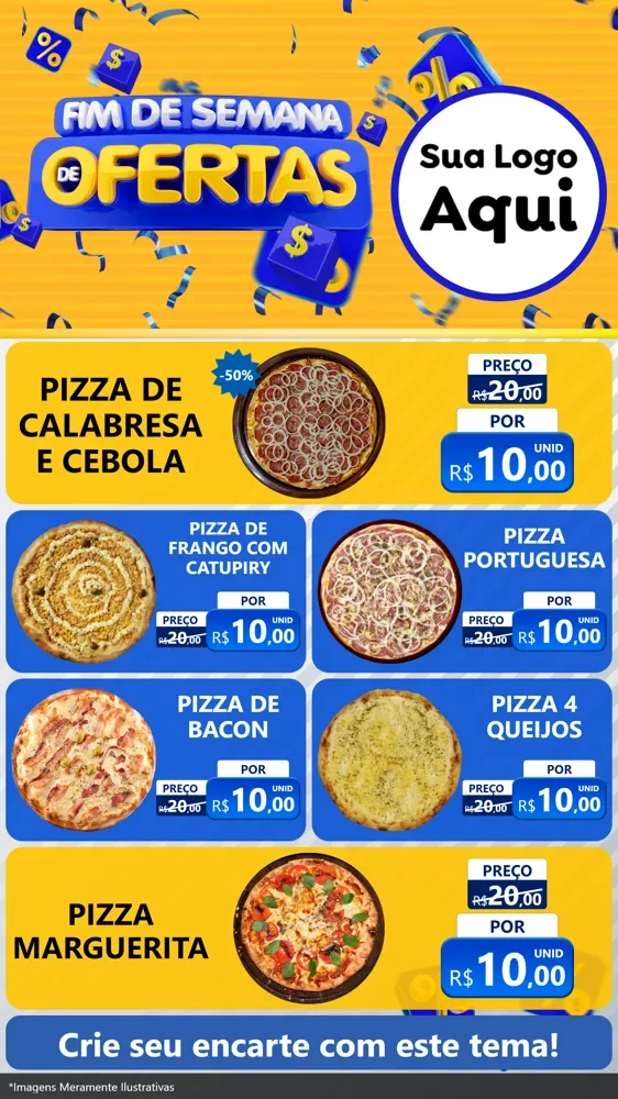 Modelo de TV para TV Vertical com o tema Fim de Semana de Ofertas para Pizzaria