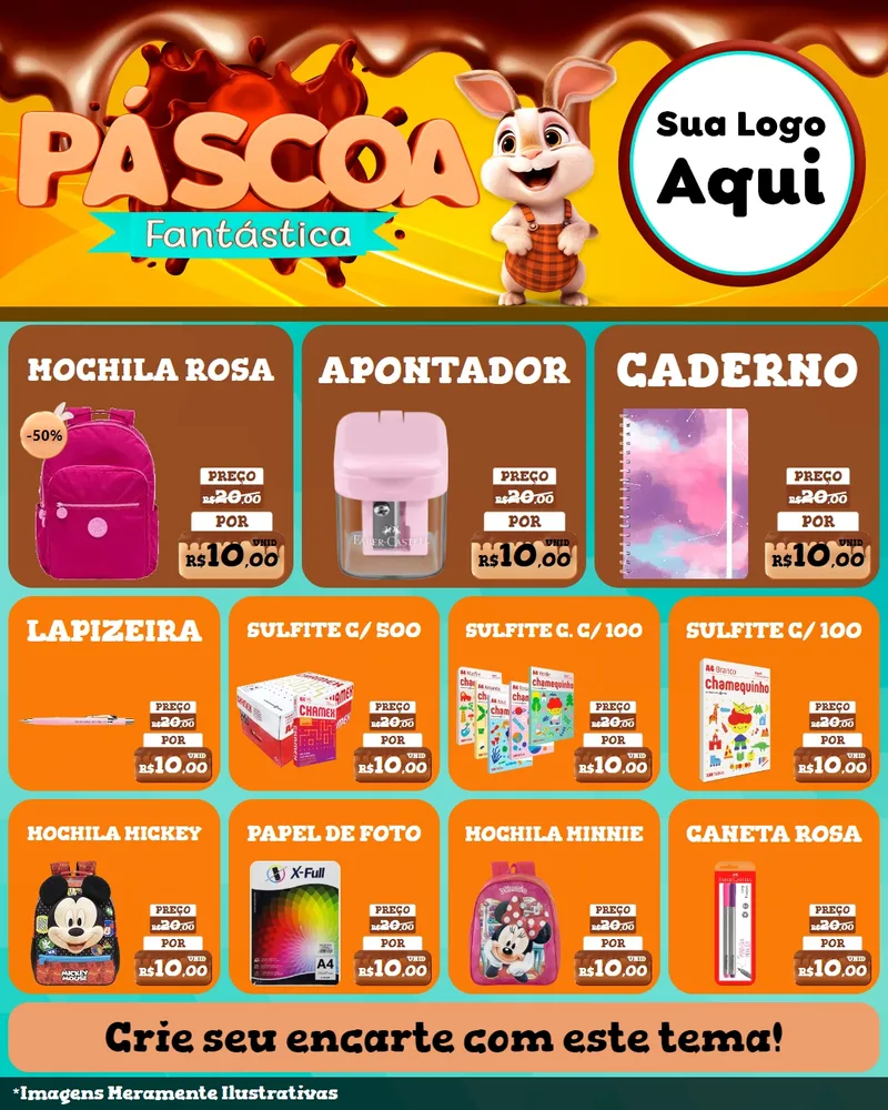 Modelo de Rede Social para Feed Instagram com o tema Páscoa Fantástica para Papelaria