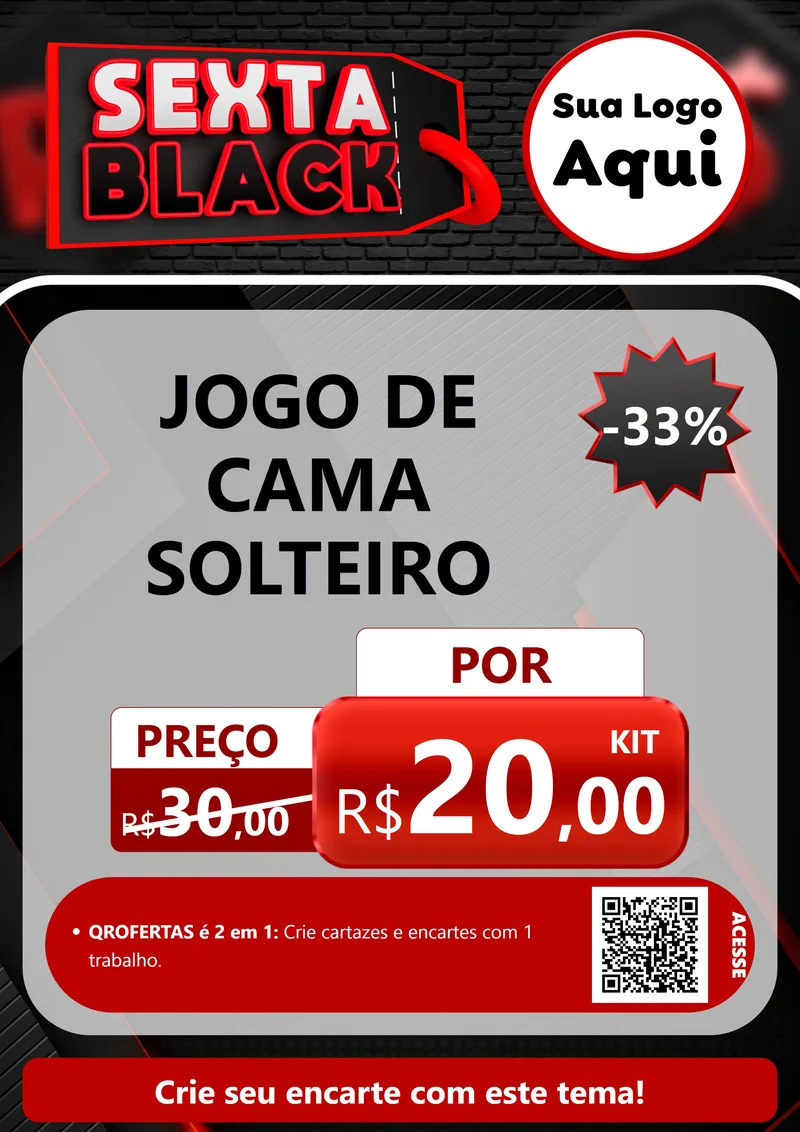 Modelo de Cartaz para Cartaz A4 Vertical com o tema Sexta Black para Cama, Mesa e Banho
