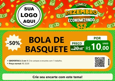 Modelo de Cartaz para Cartaz A4 Horizontal com o tema Comece Dezembro Economizando para Artigos Esportivos