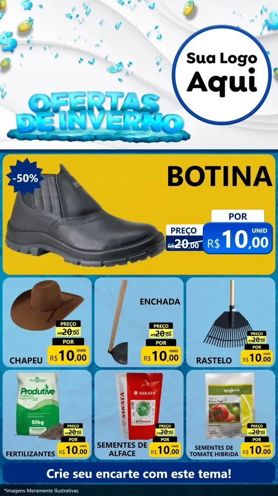 Modelo de Rede Social para Stories com o tema Ofertas de Inverno para Agropecuária