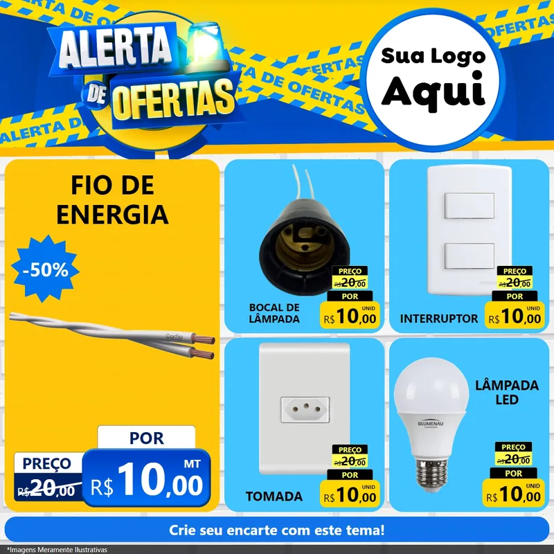 Modelo de Rede Social para Feed Facebook com o tema Alerta de Ofertas para Materiais Elétricos