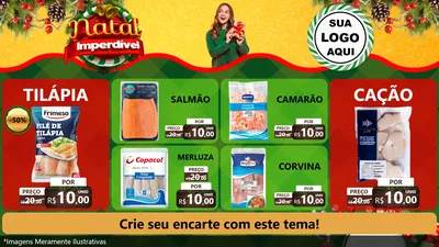 Modelo de TV para TV Horizontal com o tema Natal Imperdível para Peixaria