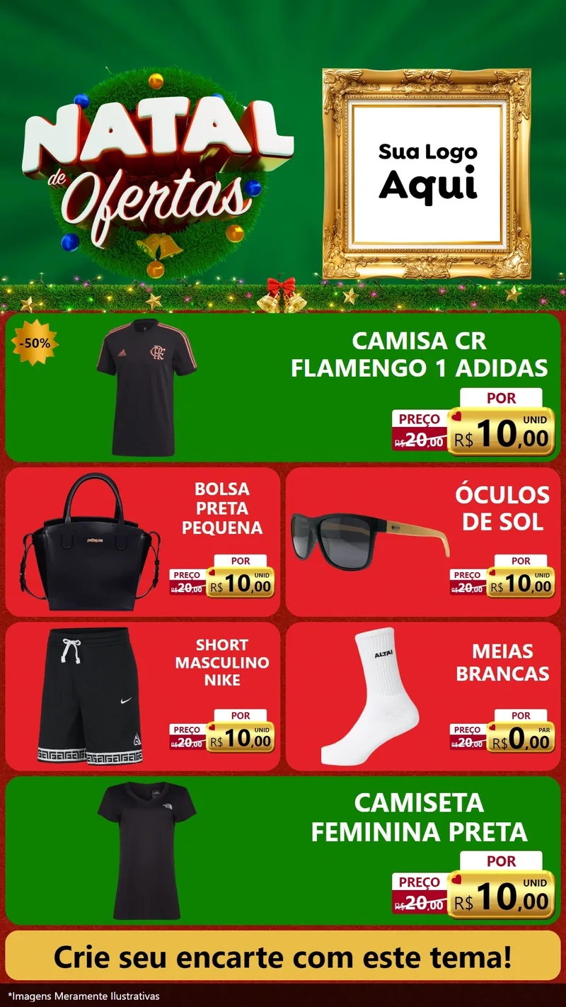 Modelo de TV para TV Vertical com o tema Natal de Ofertas para Roupas e acessórios