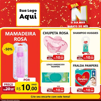 Modelo de Rede Social para Feed Facebook com o tema Dia N o Dia Mais Barato do Mês para Bebês