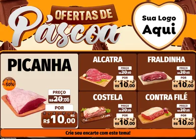 Modelo de Encarte para Encarte A4 Horizontal com o tema Ofertas de Páscoa para Açougue