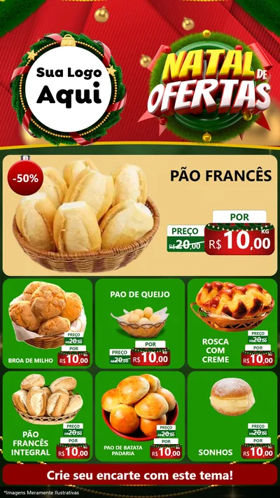 Modelo de Rede Social para Stories com o tema Natal de Ofertas para Padaria