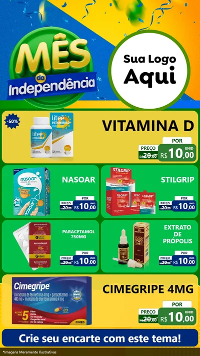 Modelo de TV para TV Vertical com o tema Mês da Independência para Farmácia