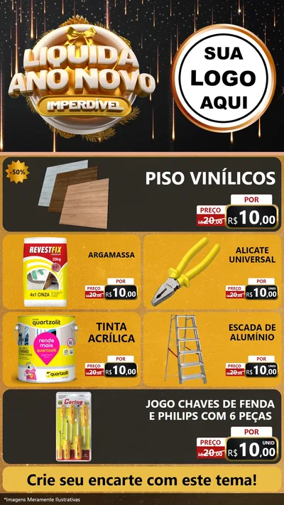 Modelo de TV para TV Vertical com o tema Liquida Ano Novo Imperdível para Material para Construção