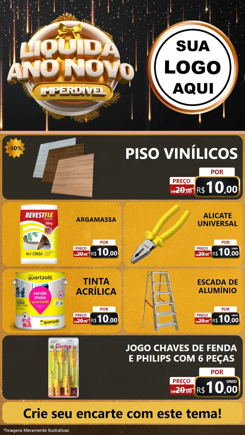 Modelo de TV para TV Vertical com o tema Liquida Ano Novo Imperdível para Material para Construção