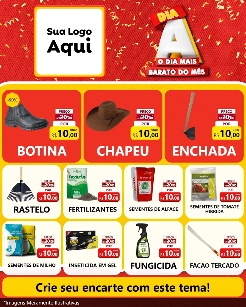 Modelo de Rede Social para Feed Instagram com o tema Dia A o Dia Mais Barato do Mês para Agropecuária