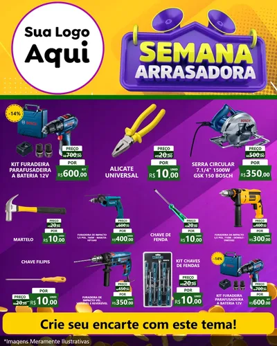 Modelo de Rede Social para Feed Instagram com o tema Semana Arrasadora para Maquinas e Ferramentas