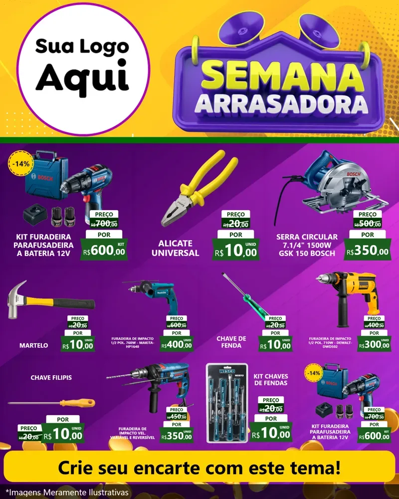 Modelo de Rede Social para Feed Instagram com o tema Semana Arrasadora para Maquinas e Ferramentas