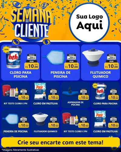 Modelo de Rede Social para Feed Instagram com o tema Semana do Cliente para Produtos para Piscina