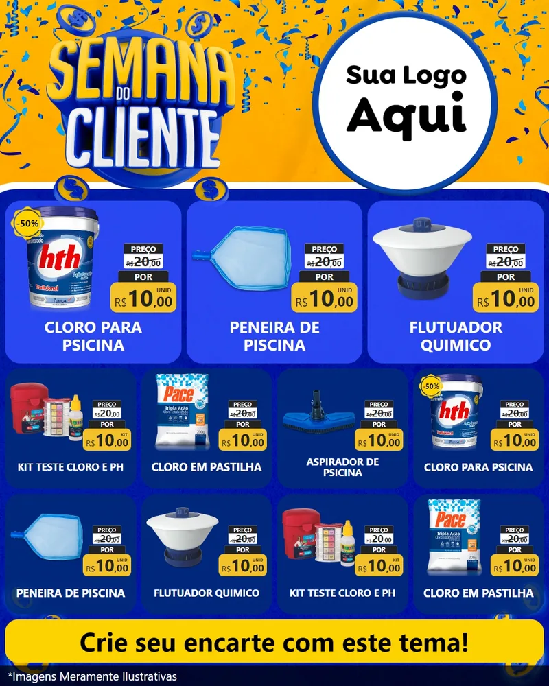 Modelo de Rede Social para Feed Instagram com o tema Semana do Cliente para Produtos para Piscina