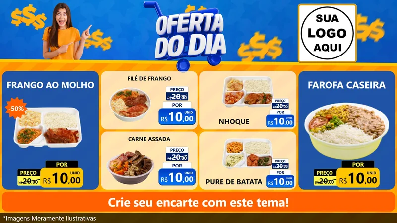 Modelo de TV para TV Horizontal com o tema Oferta do Dia para Restaurante