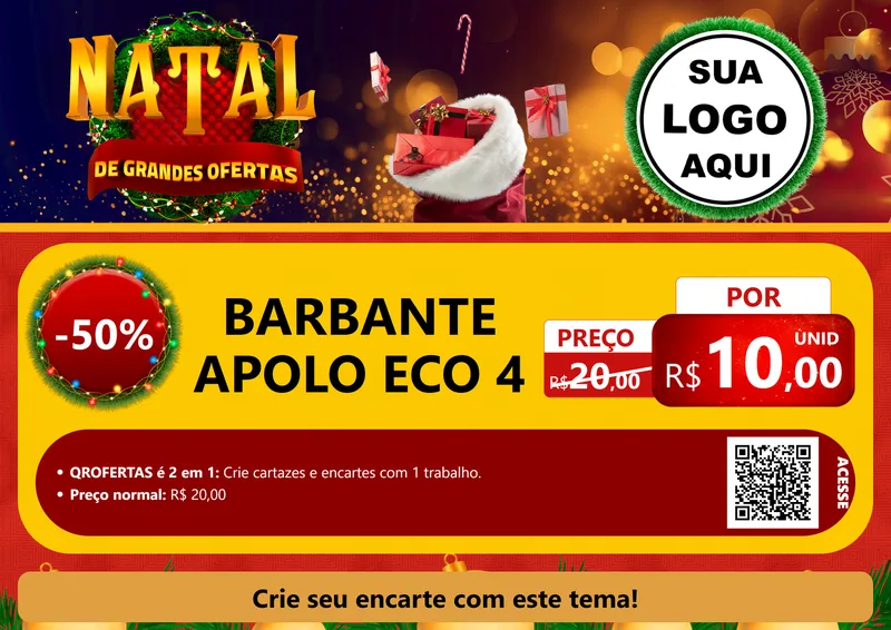 Modelo de Cartaz para Cartaz A4 Horizontal com o tema Natal de Grandes Ofertas para Armarinho e Aviamentos