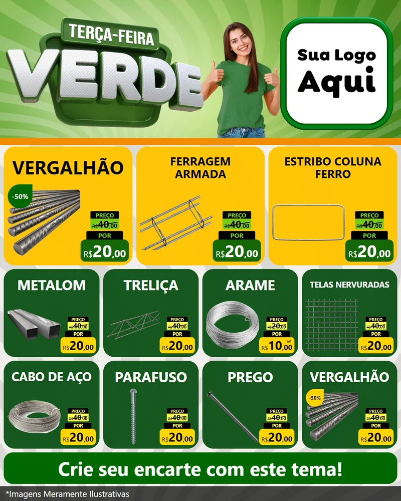 Modelo de Rede Social para Feed Instagram com o tema Terça - Feira Verde para Ferragens