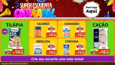 Modelo de TV para TV Horizontal com o tema Super Esquenta de Carnaval para Peixaria