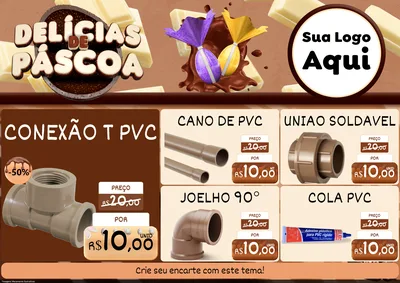 Modelo de Encarte para Encarte A4 Horizontal com o tema Delícias de Páscoa para Tubos e conexões