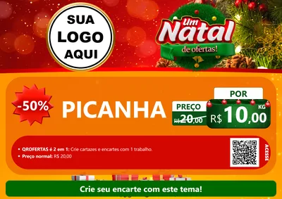 Modelo de Cartaz para Cartaz A4 Horizontal com o tema Um Natal de Ofertas para Açougue