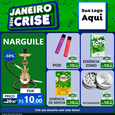 Modelo de Rede Social para Feed Facebook com o tema Janeiro Sem Crise para Tabacaria
