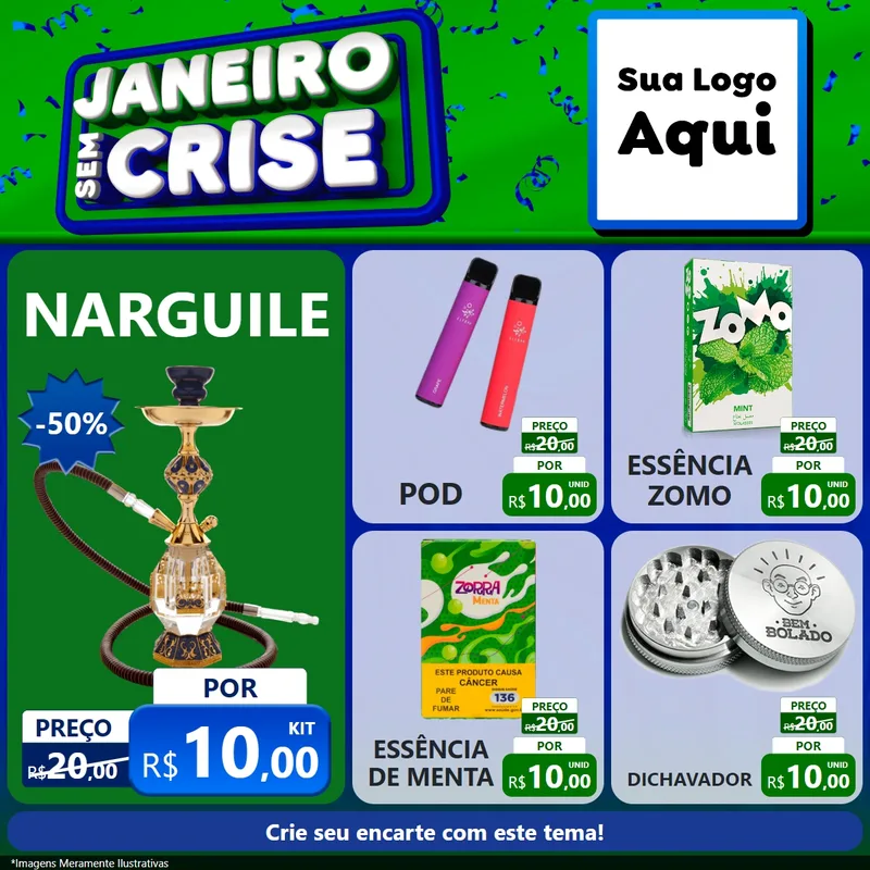 Modelo de Rede Social para Feed Facebook com o tema Janeiro Sem Crise para Tabacaria