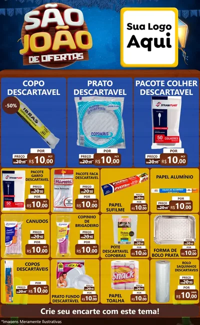 Modelo de Encarte para Encarte Grande com o tema São João Ofertas Imbatíveis! - Junina para Embalagens