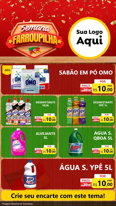 Modelo de TV para TV Vertical com o tema Semana Farroupilha para Produtos de Limpeza