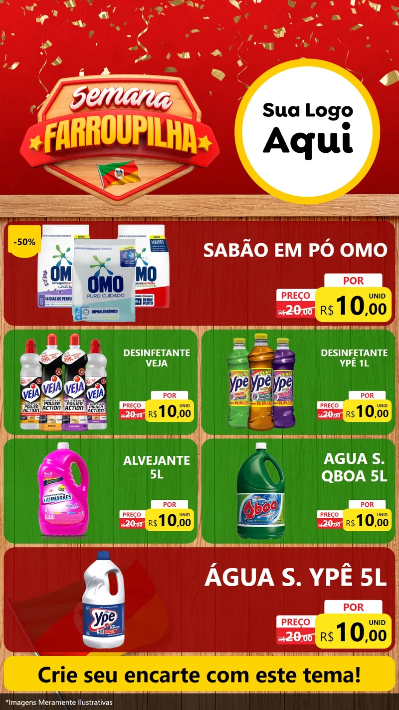 Modelo de TV para TV Vertical com o tema Semana Farroupilha para Produtos de Limpeza