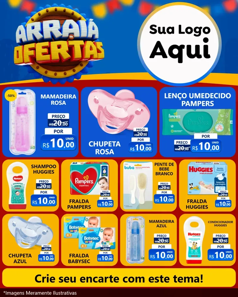 Modelo de Rede Social para Feed Instagram com o tema Arraiá de Ofertas - Junina para Bebês