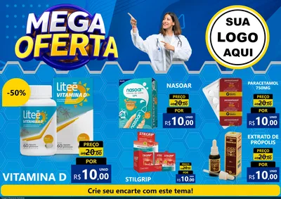 Modelo de Encarte para Encarte A4 Horizontal com o tema Mega Oferta para Farmácia