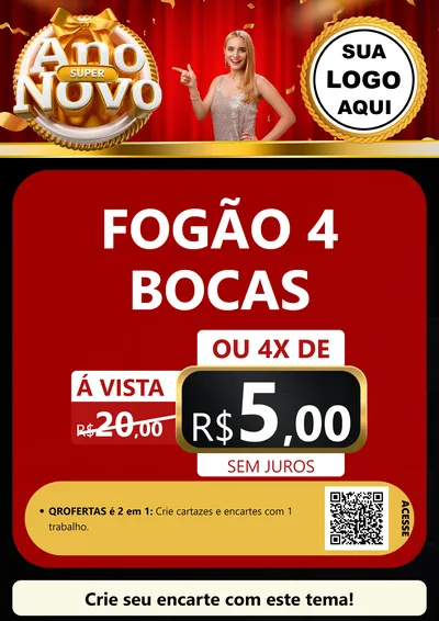 Modelo de Cartaz para Cartaz A4 Vertical com o tema Super Ano Novo para Móveis e Eletro