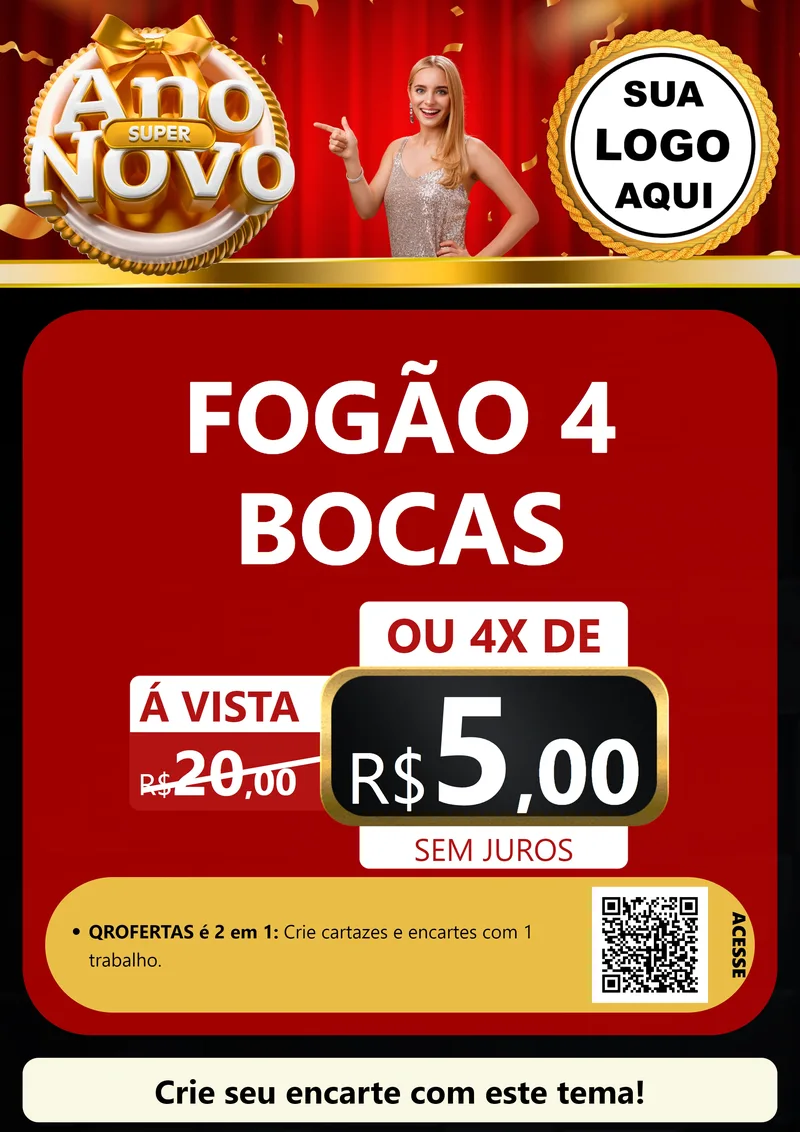 Modelo de Cartaz para Cartaz A4 Vertical com o tema Super Ano Novo para Móveis e Eletro
